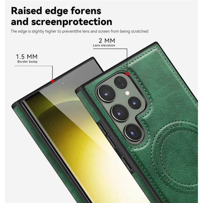 For Samsung Galaxy S22 Ultra 5G Magnetic Case Kickstand Leather Phone Back Cover  - Brown - 5