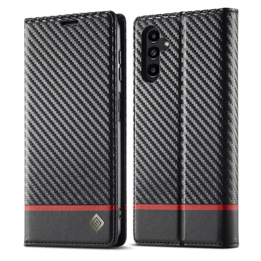 LC.IMEEKE For Samsung Galaxy A35 5G Wallet Phone Case Carbon Fiber Texture Leather Cover - Horizontal Stripe - 1