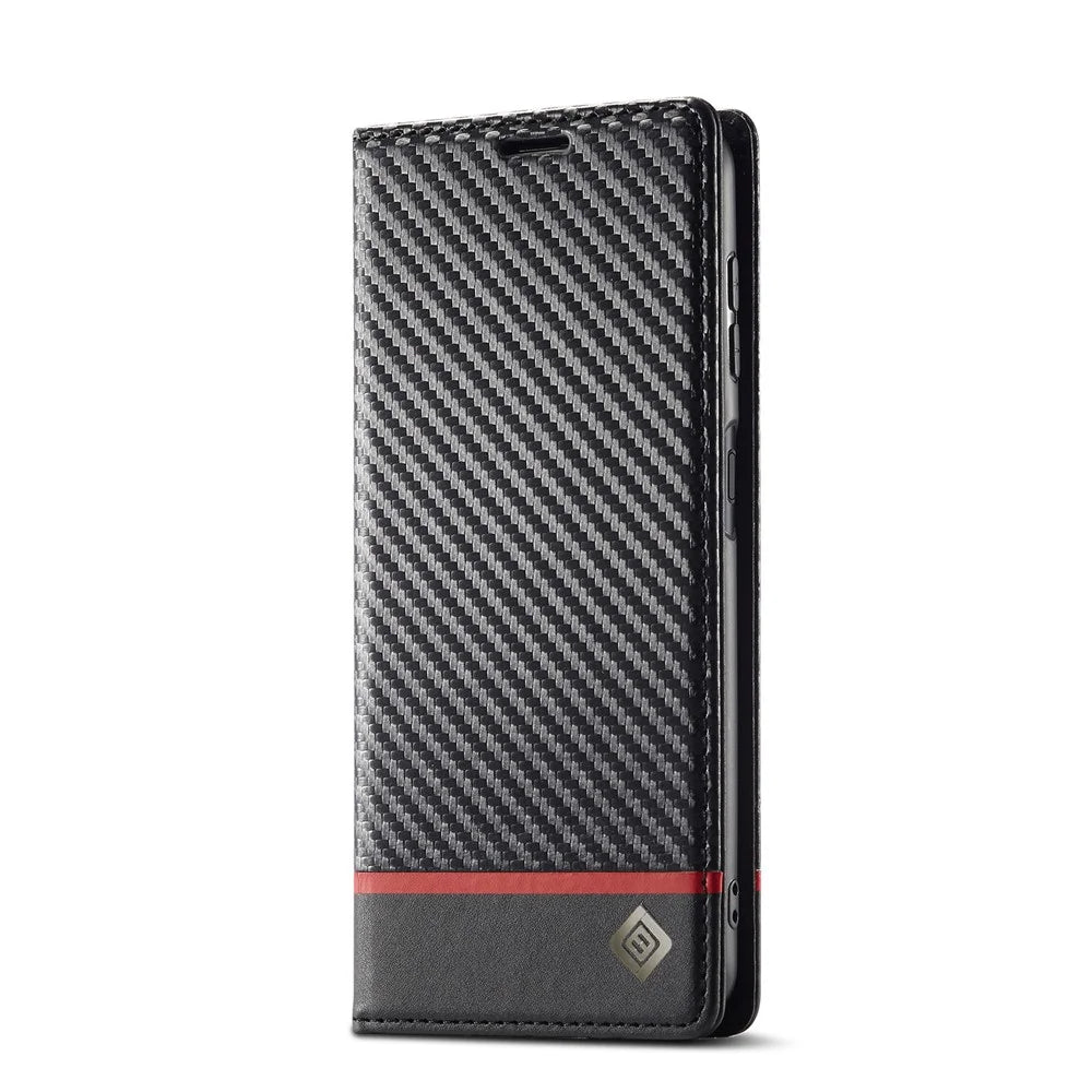 LC.IMEEKE For Samsung Galaxy A35 5G Wallet Phone Case Carbon Fiber Texture Leather Cover - Horizontal Stripe - 6