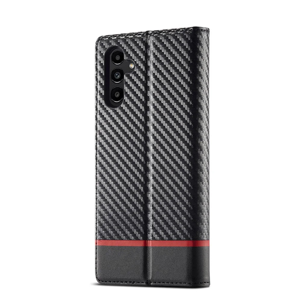 LC.IMEEKE For Samsung Galaxy A35 5G Wallet Phone Case Carbon Fiber Texture Leather Cover - Horizontal Stripe - 7