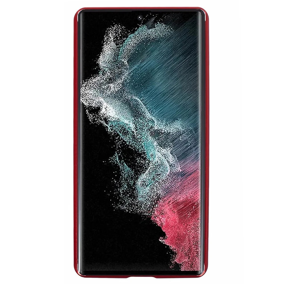 Privacy Magnetic Case for Samsung Galaxy S22 Ultra 5G Double-Sided Tempered Glass Phone Cover - Red - 3
