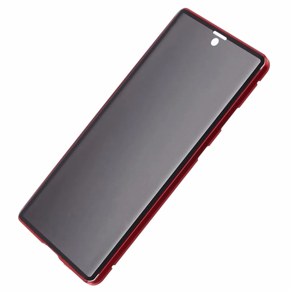 Privacy Magnetic Case for Samsung Galaxy S22 Ultra 5G Double-Sided Tempered Glass Phone Cover - Red - 7