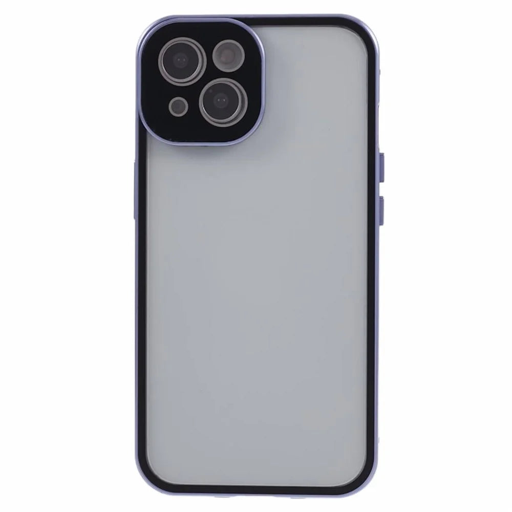 For iPhone 15 Plus Phone Case 360-Degree Double-Sided Protection Tempered Glass with Safety Lock - Blue - 4