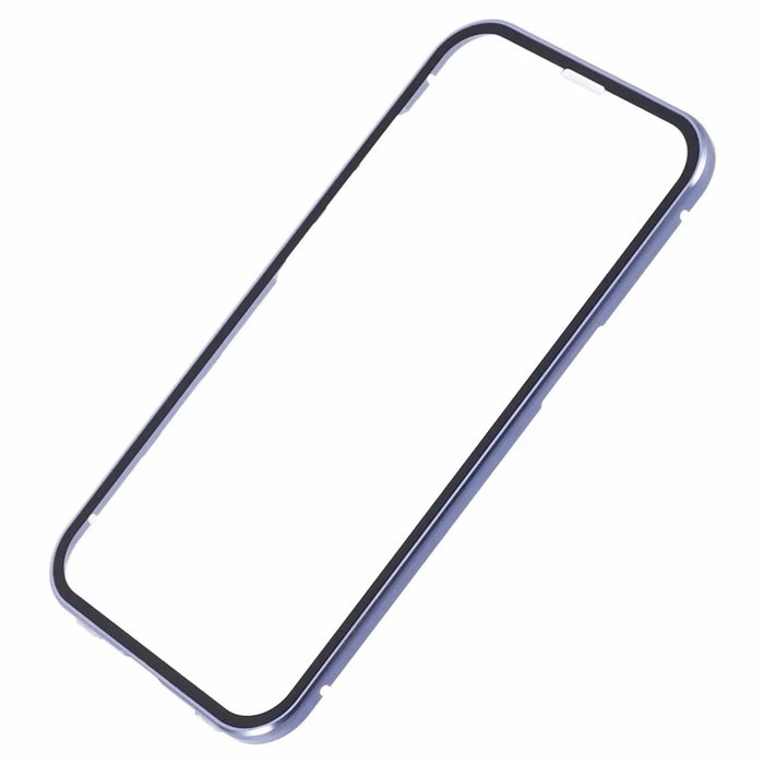 For iPhone 14 Magnetic Adsorption Phone Case Double Sided Tempered Glass Cover Full Coverage - Blue - 7
