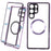 For Samsung Galaxy S22 Ultra 5G Double Sided Clear Case Tempered Glass Phone Cover Magnetic Adsorption - Purple - 1