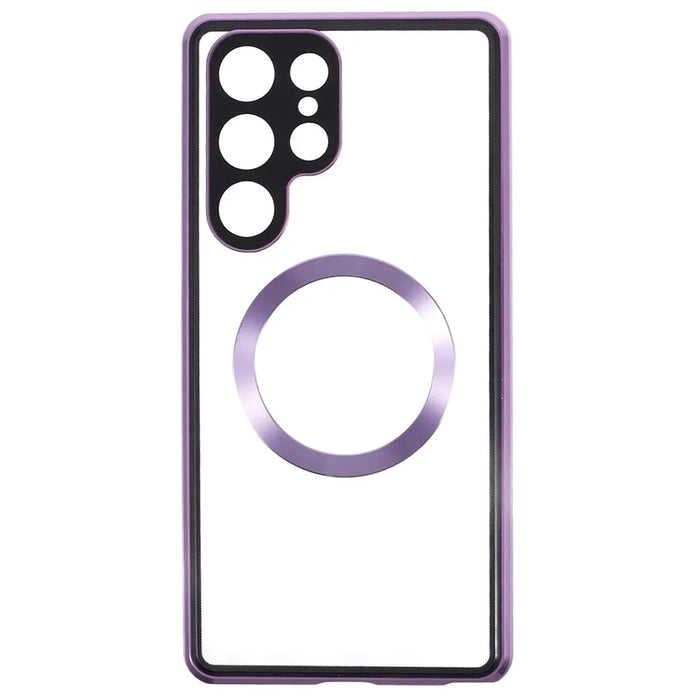 For Samsung Galaxy S22 Ultra 5G Double Sided Clear Case Tempered Glass Phone Cover Magnetic Adsorption - Purple - 2