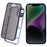 Anti-Peeping Case For iPhone 14 Magnetic Adsorption Frame+Tempered Glass Phone Cover - Blue - 1