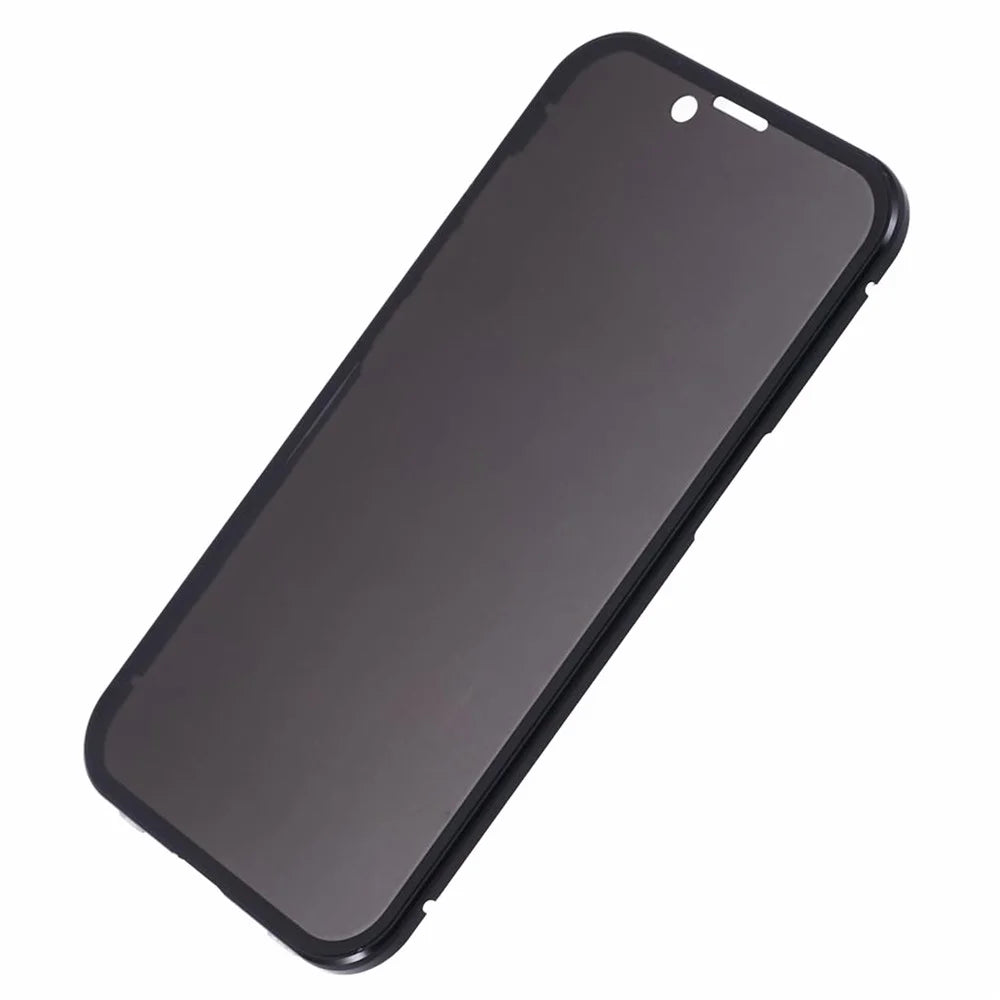 For iPhone 14 Plus Magnetic Privacy Case Tempered Glass Double-sided Phone Cover - Silver - 6