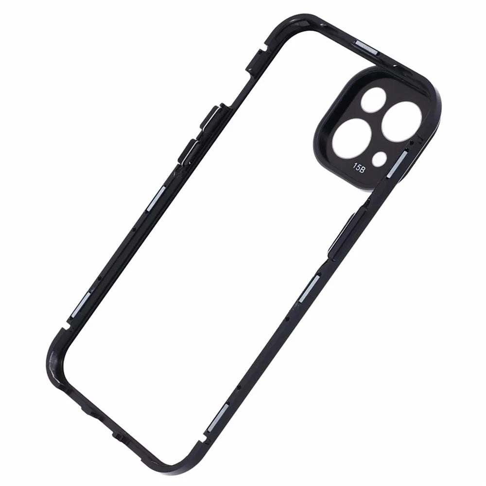 For iPhone 14 Plus Magnetic Privacy Case Tempered Glass Double-sided Phone Cover - Silver - 7