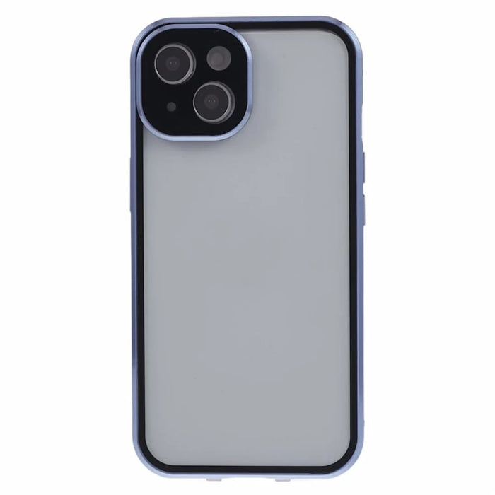 For iPhone 15 Plus Phone Case Anti-Peeping Double-Sided Tempered Glass Cover Magnetic Adsorption - Blue - 4