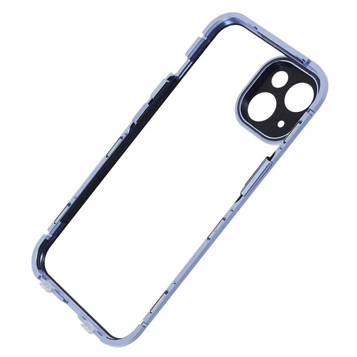 For iPhone 15 Plus Phone Case Anti-Peeping Double-Sided Tempered Glass Cover Magnetic Adsorption - Blue - 7