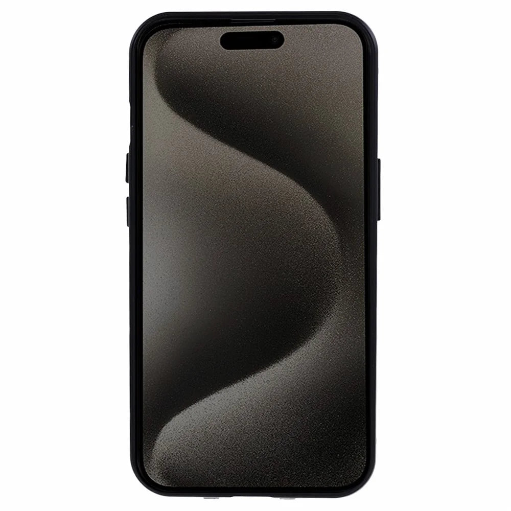 For iPhone 15 Magnetic Adsorption Case Metal Bumper Tempered Glass Privacy Cover - Black - 3