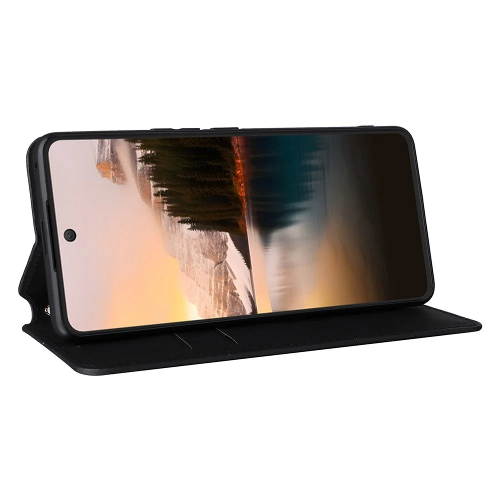 For TCL 40 Nxtpaper 4G Magnetic Case Rhombus Imprinted PU Leather Phone Wallet Cover - Black - 3
