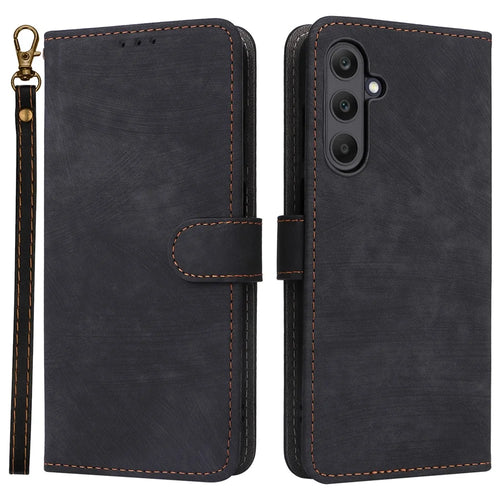 For Samsung Galaxy A25 5G (Global) (161.0 x 76.5 x 8.3mm) Case Wallet PU Leather RFID Blocking 3 Card Slots Protective Cover - Black - 1