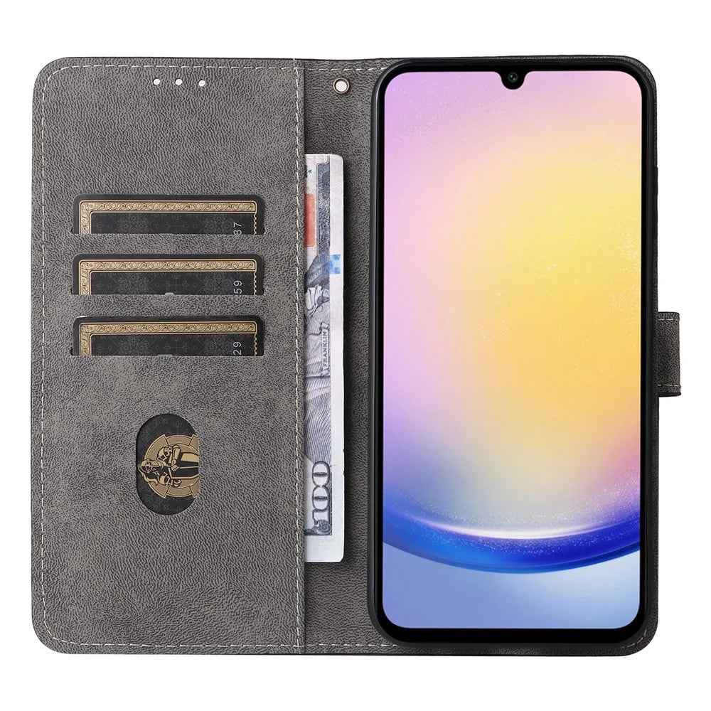 For Samsung Galaxy A25 5G (Global) (161.0 x 76.5 x 8.3mm) Case Wallet PU Leather RFID Blocking 3 Card Slots Protective Cover - Black - 2