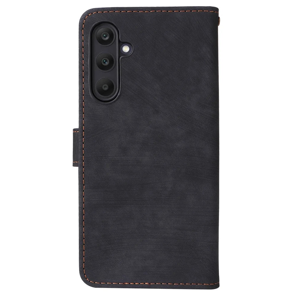 For Samsung Galaxy A25 5G (Global) (161.0 x 76.5 x 8.3mm) Case Wallet PU Leather RFID Blocking 3 Card Slots Protective Cover - Black - 7
