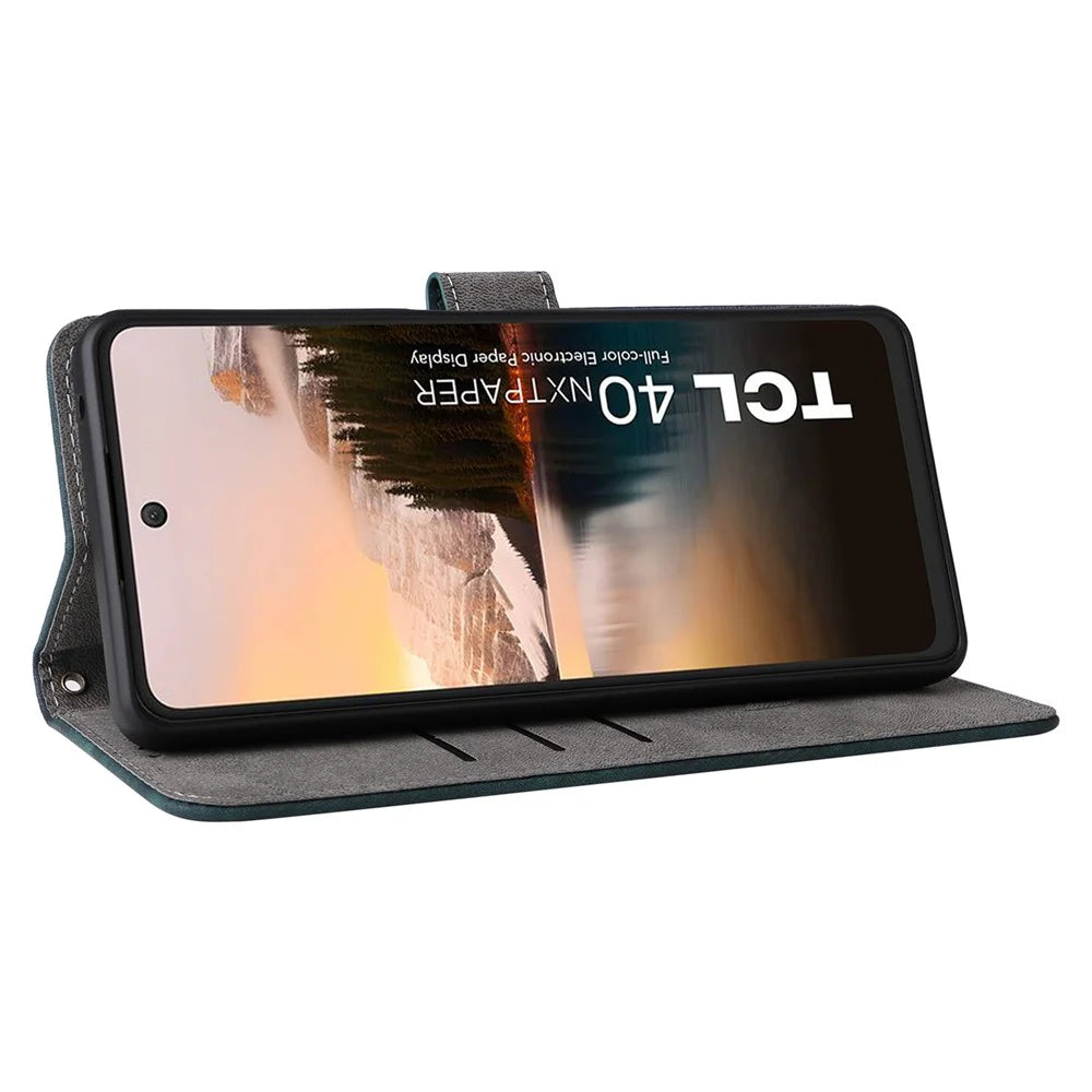 For TCL 40 Nxtpaper 4G Stand Folio Phone Case with RFID Blocking 3 Card Slot - Green - 3