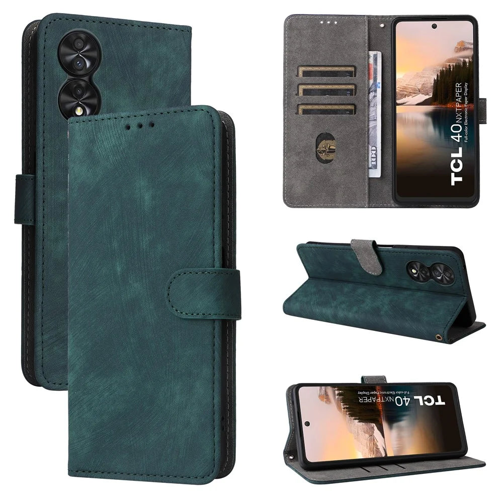 For TCL 40 Nxtpaper 4G Stand Folio Phone Case with RFID Blocking 3 Card Slot - Green - 5
