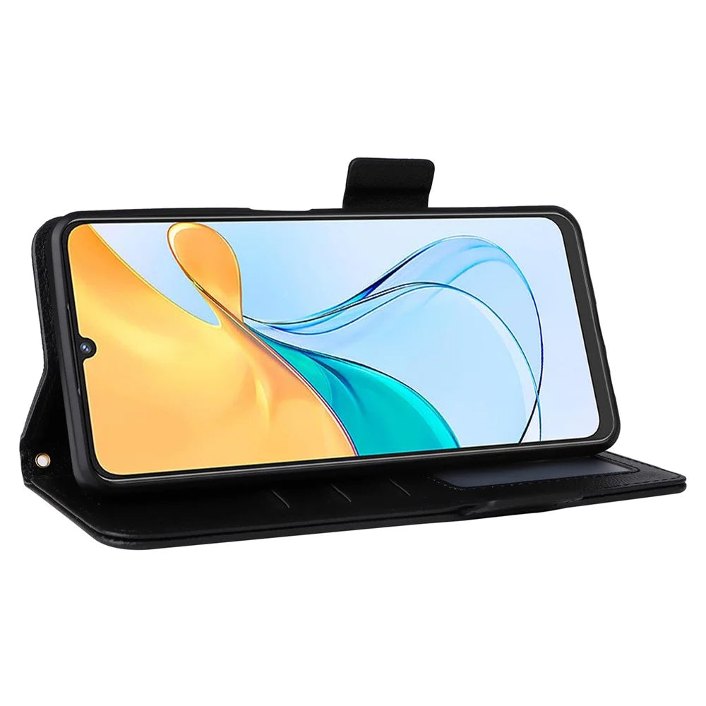 For ZTE Blade V50 Vita Magnetic Case Litchi Texture PU Leather Flip Stand Phone Cover - Black - 3