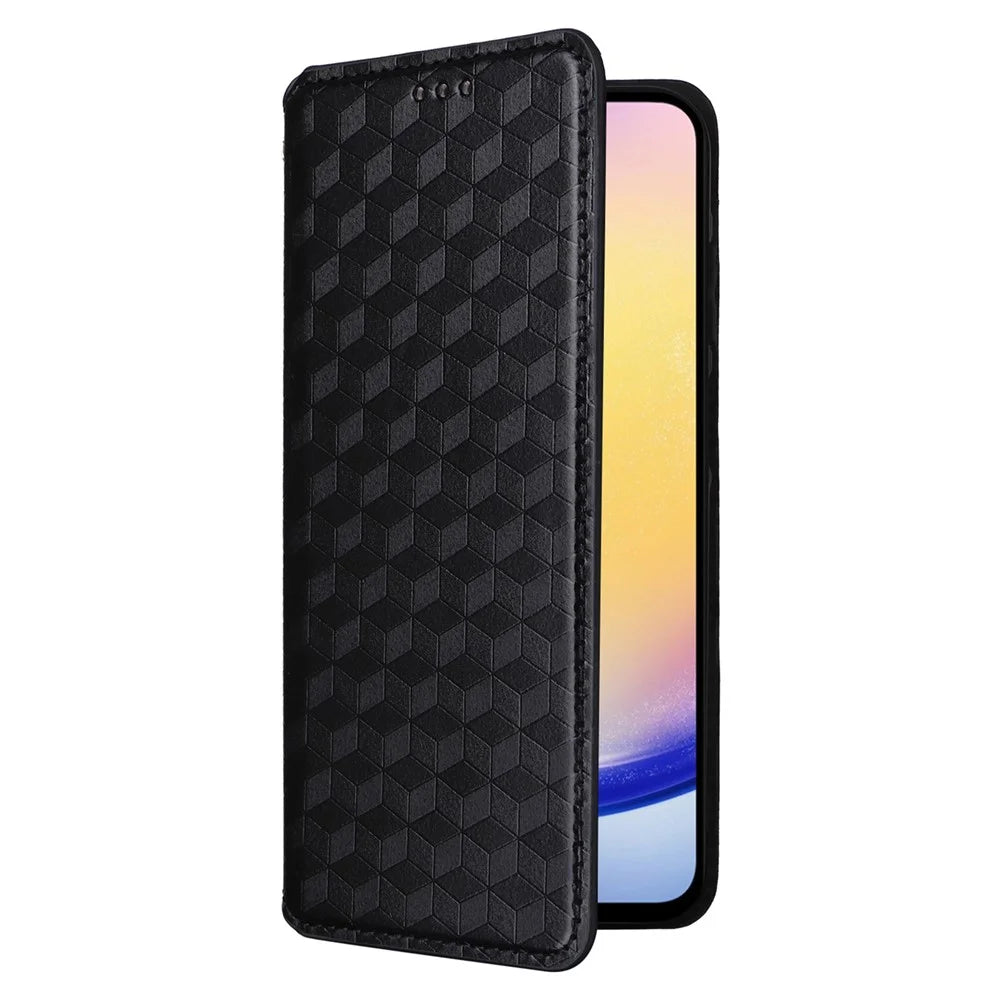 For 	Samsung Galaxy A25 5G (Global) (161.0 x 76.5 x 8.3mm) Magnetic Phone Case PU Leather Wallet Card Slots Phone Cover - Black - 5