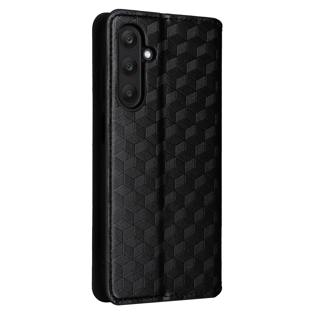 For 	Samsung Galaxy A25 5G (Global) (161.0 x 76.5 x 8.3mm) Magnetic Phone Case PU Leather Wallet Card Slots Phone Cover - Black - 6