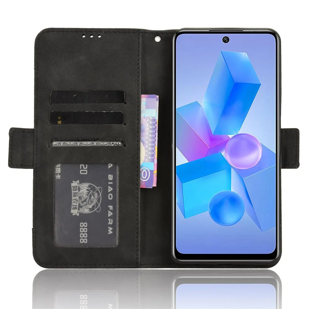 For Infinix Hot 40 X6836 / Hot 40 Pro X6837 Multi-Slot Leather Wallet Case Phone Cover - Black - 3