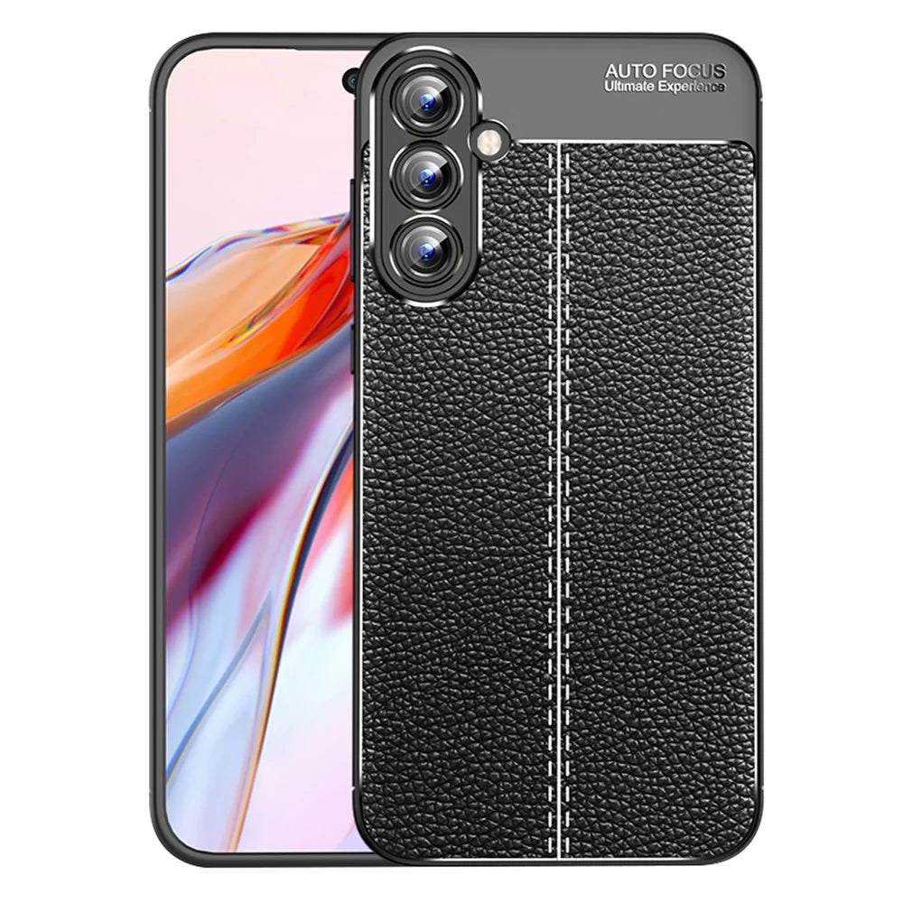 For Samsung Galaxy A35 5G Cell Phone Case Litchi Texture Anti-scratch TPU Protective Shell - Black - 1