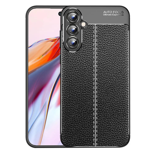 For Samsung Galaxy A35 5G Cell Phone Case Litchi Texture Anti-scratch TPU Protective Shell - Black - 1