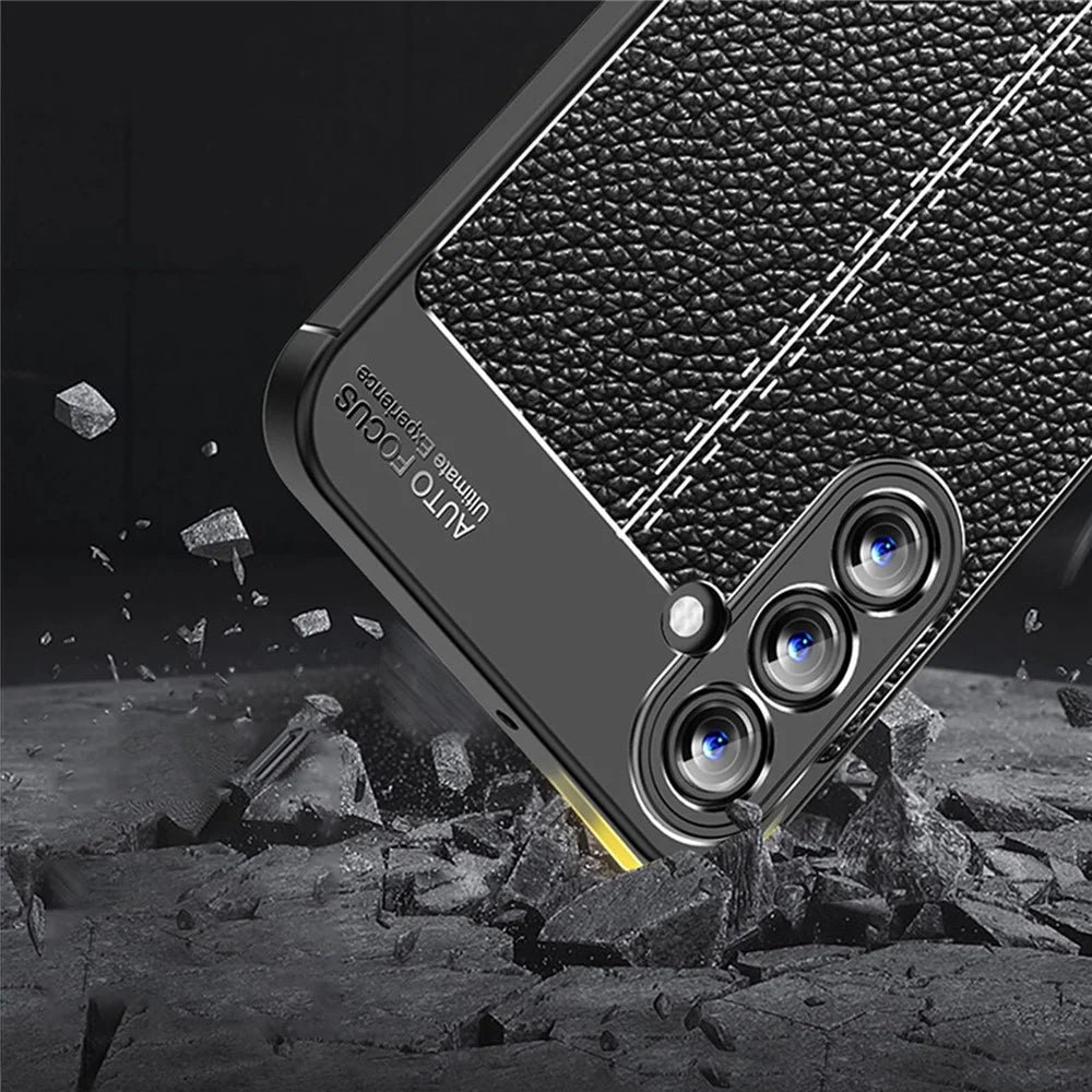 For Samsung Galaxy A35 5G Cell Phone Case Litchi Texture Anti-scratch TPU Protective Shell - Black - 4