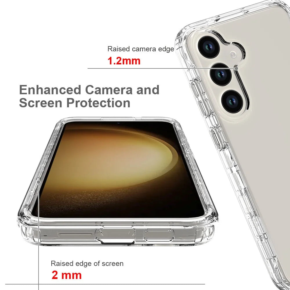 For Samsung Galaxy S24 Cell Phone Case Shockproof PC+TPU Clear Gradient Back Cover - Gradient Red - 2