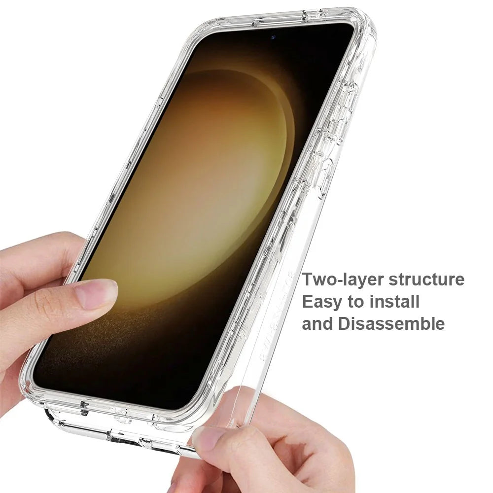 For Samsung Galaxy S24 Cell Phone Case Shockproof PC+TPU Clear Gradient Back Cover - Gradient Red - 3