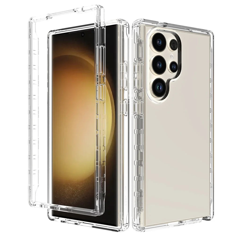 For Samsung Galaxy S24 Ultra Case Drop-resistant PC+TPU Clear Gradient Phone Protective Shell - Transparent - 1