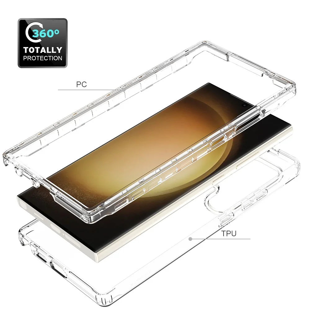 For Samsung Galaxy S24 Ultra Case Drop-resistant PC+TPU Clear Gradient Phone Protective Shell - Transparent - 3