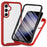 For Samsung Galaxy S24 Case Scratch-proof PC+TPU Smart Phone Back Cover with Screen Protector - Red - 1