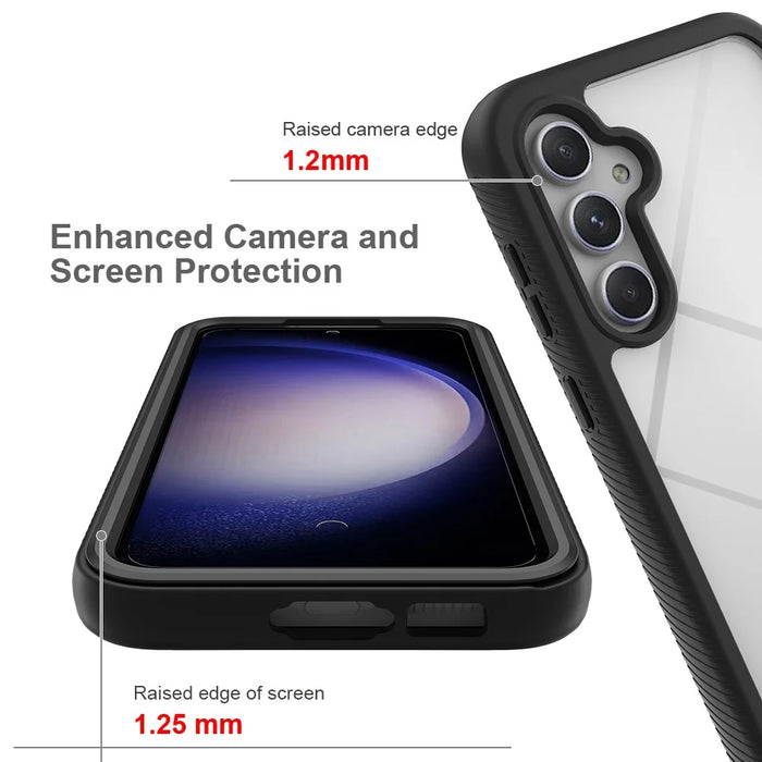 For Samsung Galaxy S24 Case Scratch-proof PC+TPU Smart Phone Back Cover with Screen Protector - Red - 4