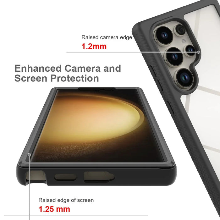 For Samsung Galaxy S24 Ultra Case with PET Screen Film PC+TPU Drop-resistant Phone Protector - Black - 3