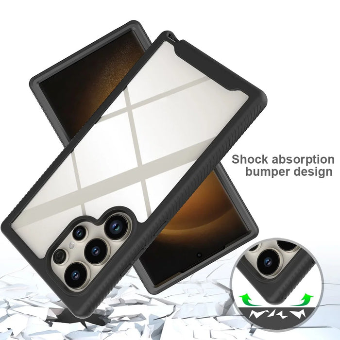 For Samsung Galaxy S24 Ultra Case with PET Screen Film PC+TPU Drop-resistant Phone Protector - Black - 4