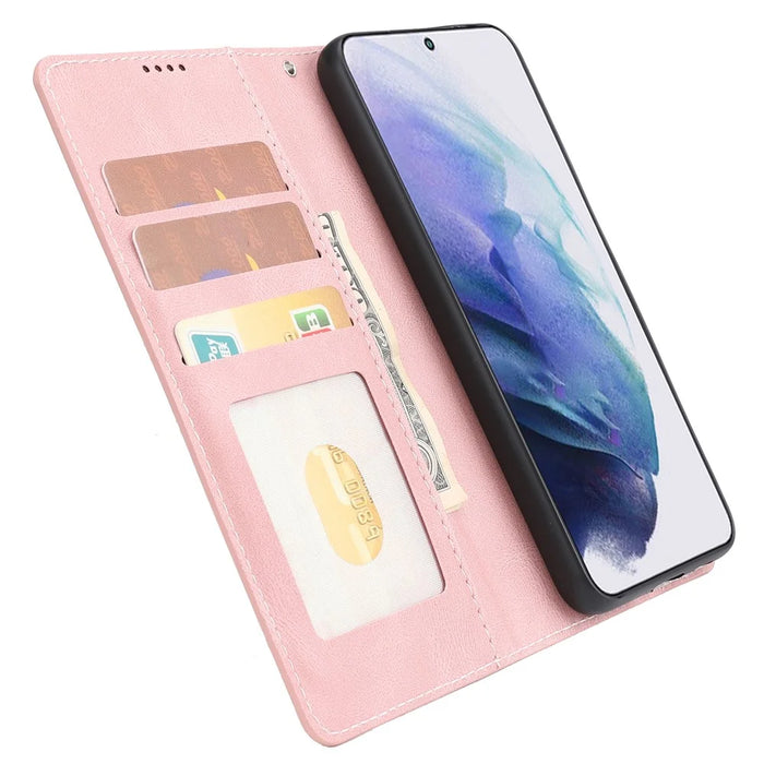 For Samsung Galaxy S24 Classic Dreamy Leather Phone Case Wallet Stand - Pink - 2