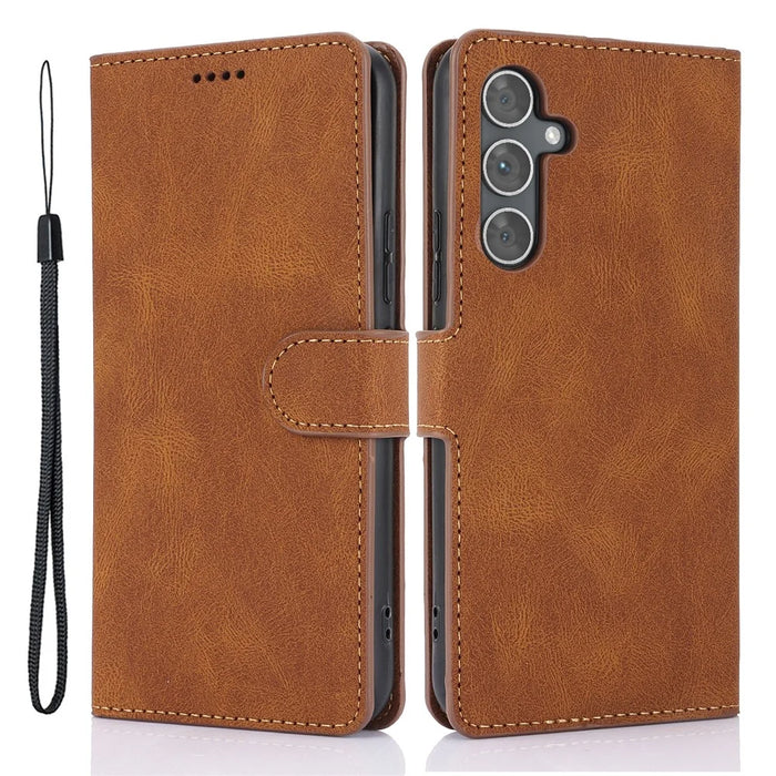 For Samsung Galaxy A55 5G Phone Case Wallet Leather Stand Cover - Brown - 1