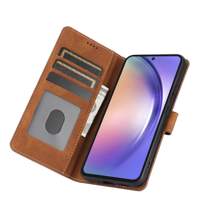 For Samsung Galaxy A55 5G Phone Case Wallet Leather Stand Cover - Brown - 2