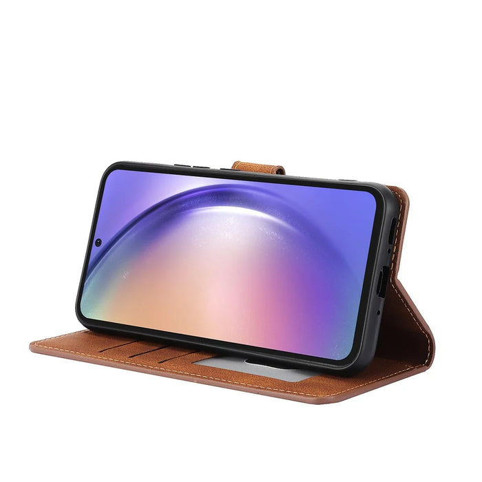 For Samsung Galaxy A55 5G Phone Case Wallet Leather Stand Cover - Brown - 3