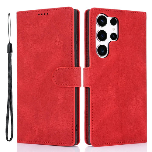For Samsung Galaxy S24 Ultra Dreamy Leather Case Wallet Stand Phone Cover - Red - 1