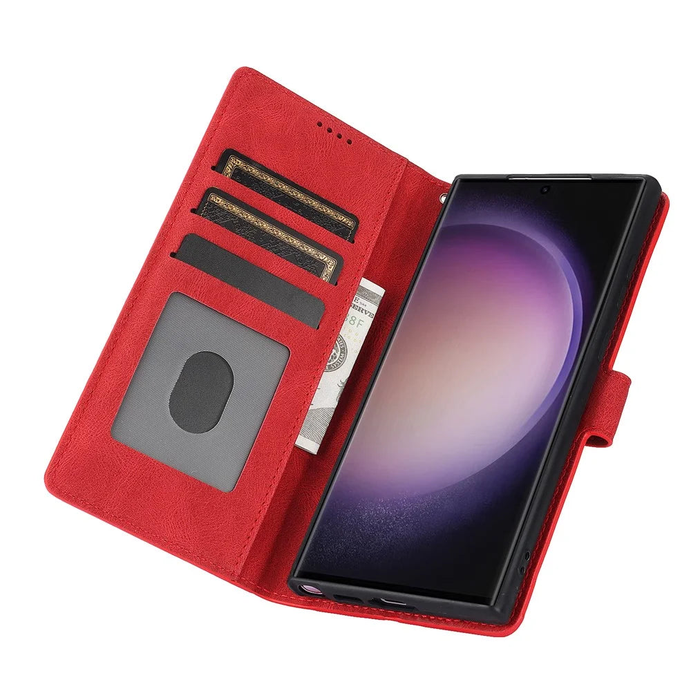 For Samsung Galaxy S24 Ultra Dreamy Leather Case Wallet Stand Phone Cover - Red - 2