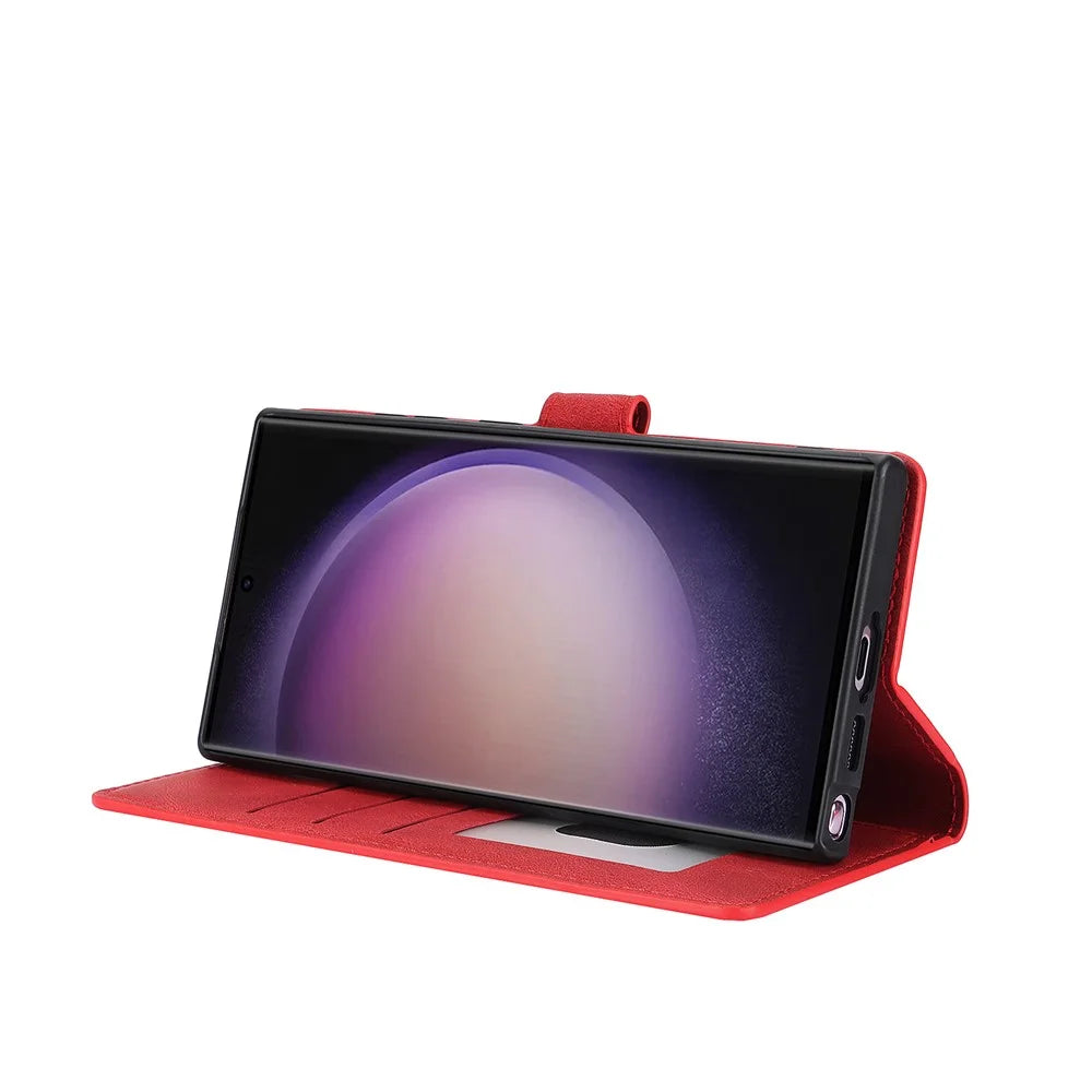 For Samsung Galaxy S24 Ultra Dreamy Leather Case Wallet Stand Phone Cover - Red - 3