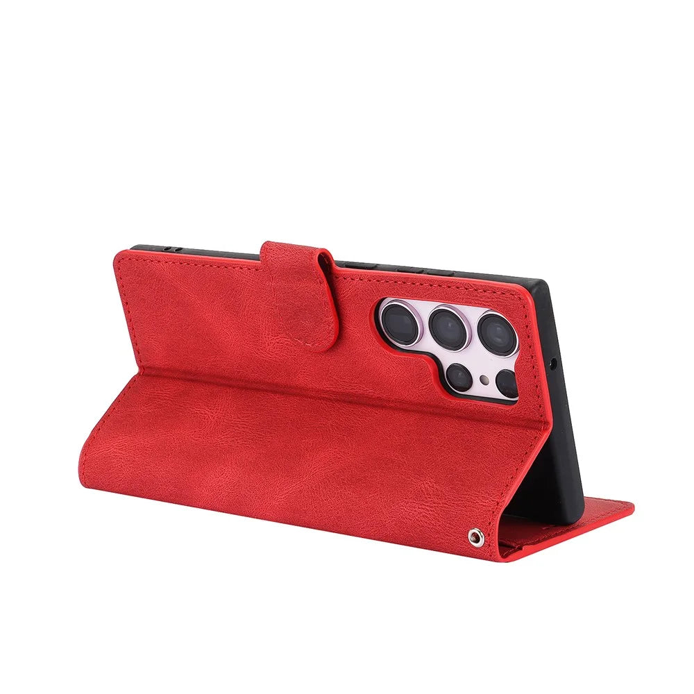 For Samsung Galaxy S24 Ultra Dreamy Leather Case Wallet Stand Phone Cover - Red - 4