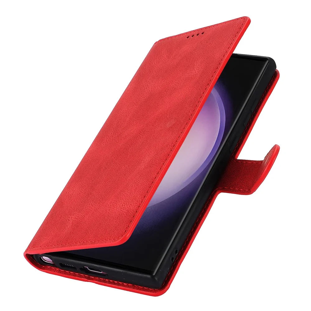 For Samsung Galaxy S24 Ultra Dreamy Leather Case Wallet Stand Phone Cover - Red - 5