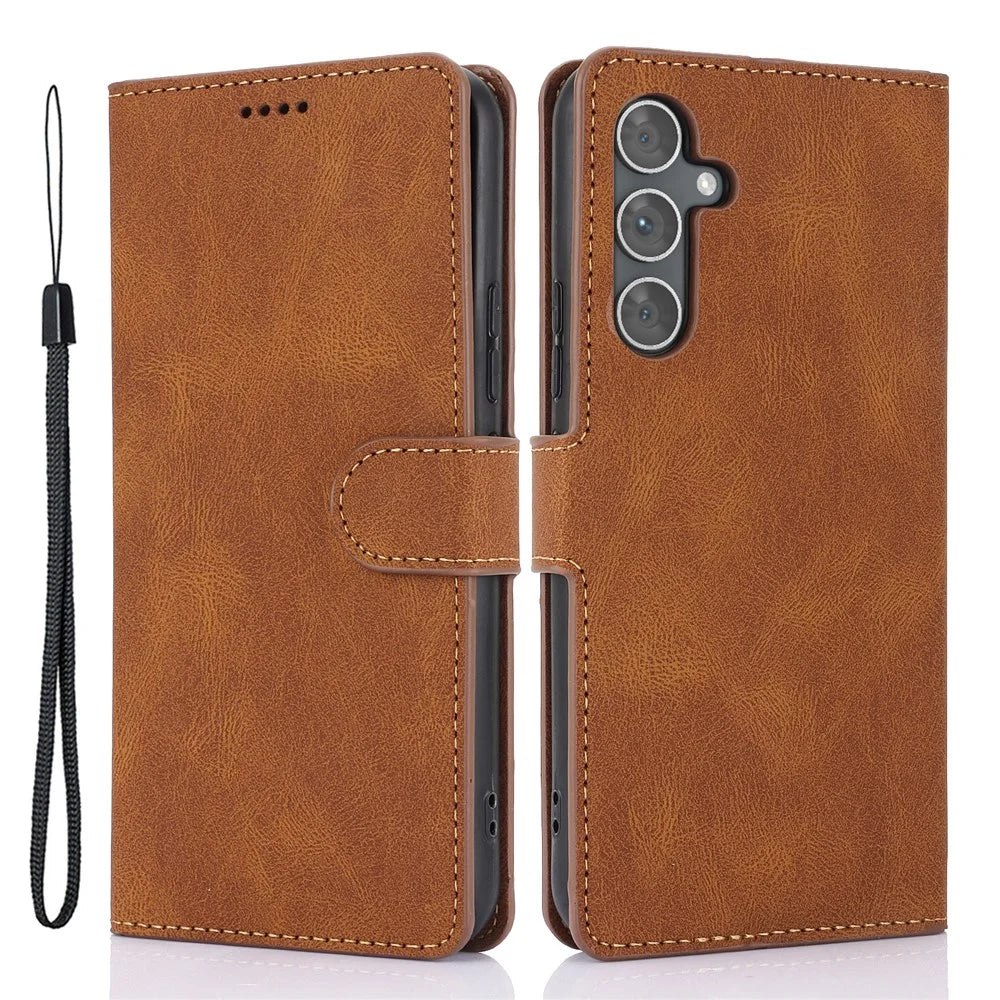 For Samsung Galaxy A15 5G Leather Wallet Case Flip Phone Cover - Brown - 1