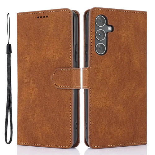 For Samsung Galaxy A15 5G Leather Wallet Case Flip Phone Cover - Brown - 1