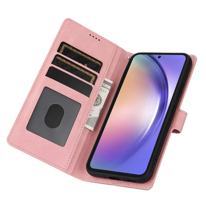For Samsung Galaxy A35 5G Fantasy Leather Wallet Cover Phone Stand Case - Pink - 2