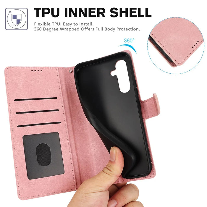 For Samsung Galaxy A35 5G Fantasy Leather Wallet Cover Phone Stand Case - Pink - 6